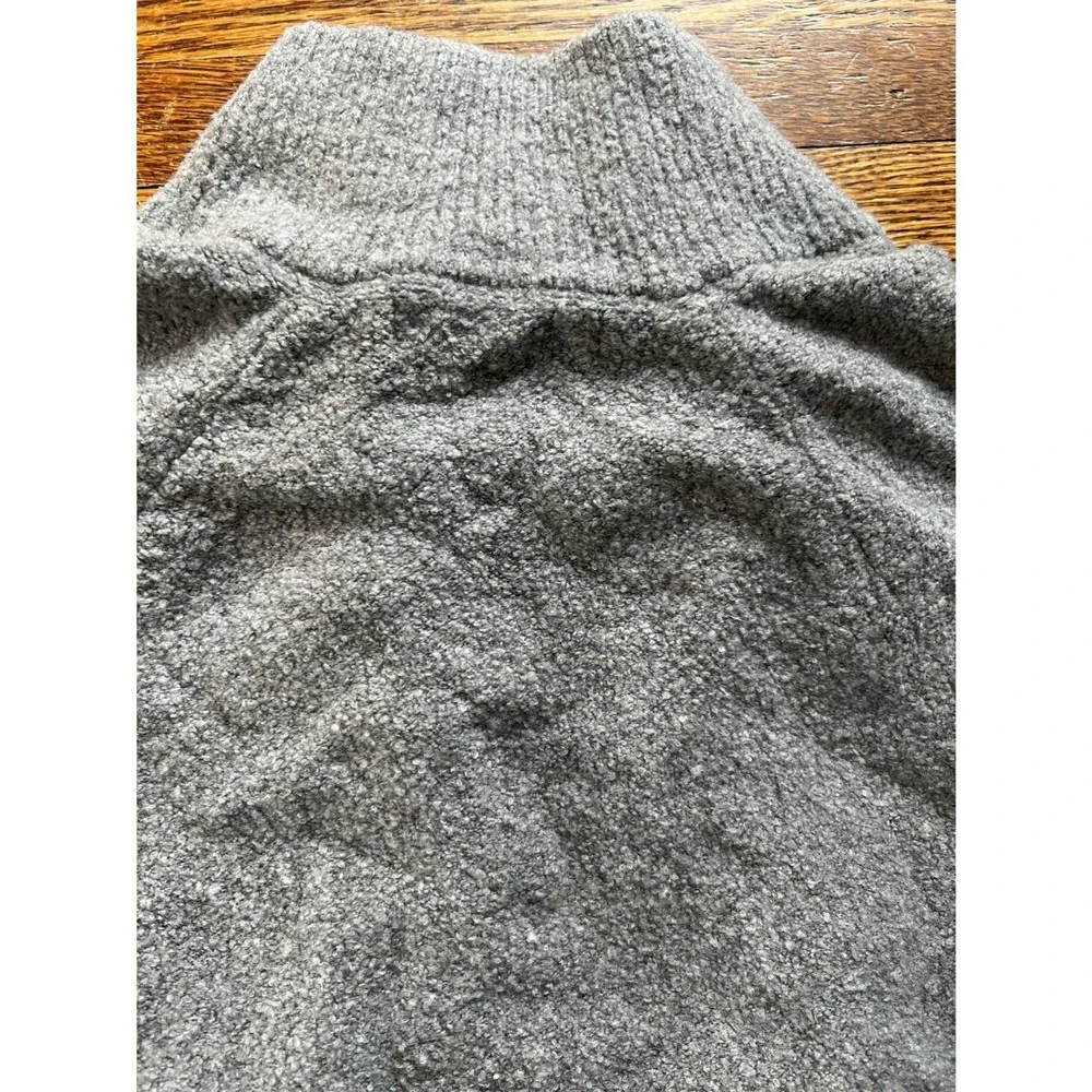 Banana Republic Mens Grey‎ Boucle Cotton Wool Blend Quarter Zip Sweater Large
